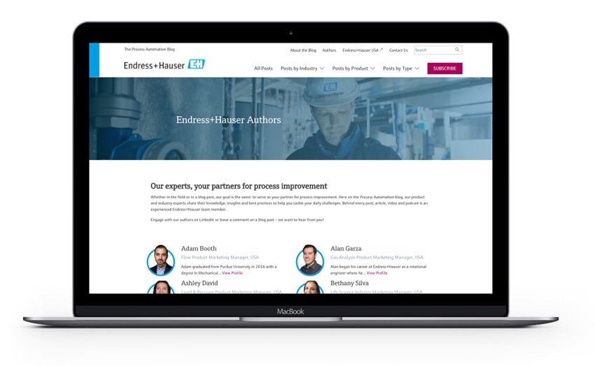 B2B Process Automation Company Web Design Endress Hauser Laptop