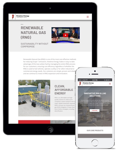 RNG LNG Solutions Provider Web Design Kinetrex Mobile