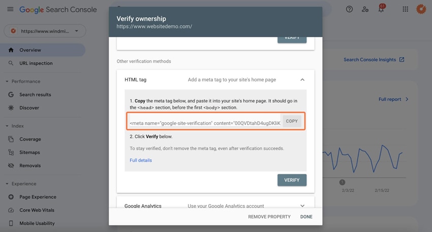 Verify Ownership Google Search Console