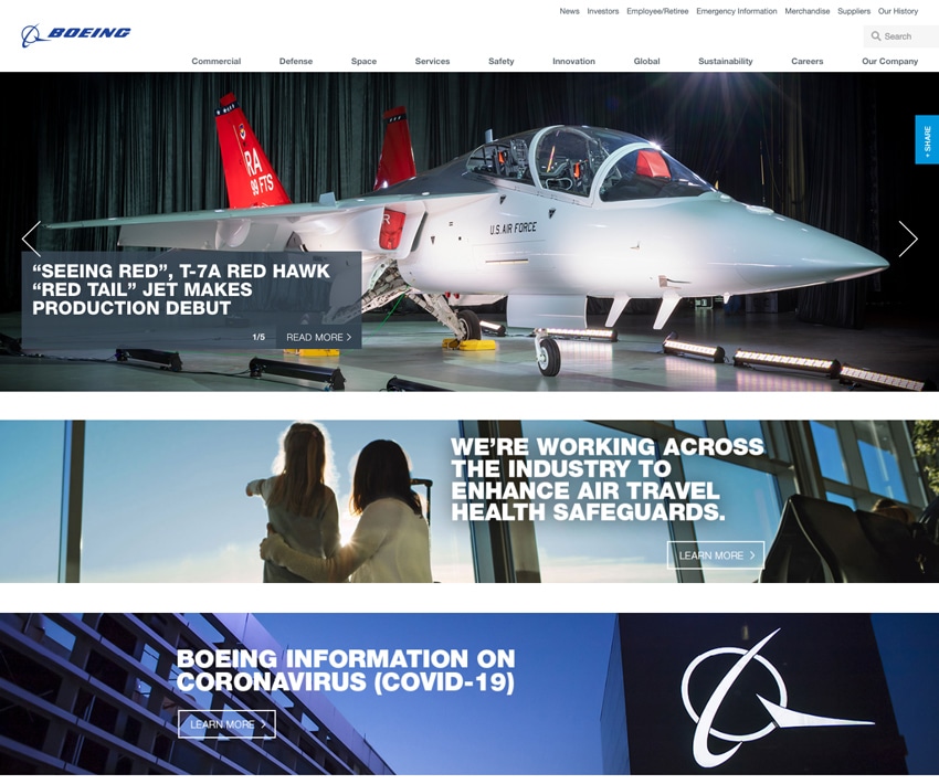 Best Aerospace and Defense Website Design Examples Boeing