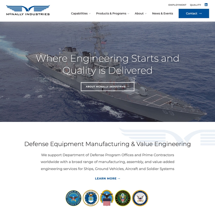 Best Aerospace and Defense Website Design Examples McNally Industries
