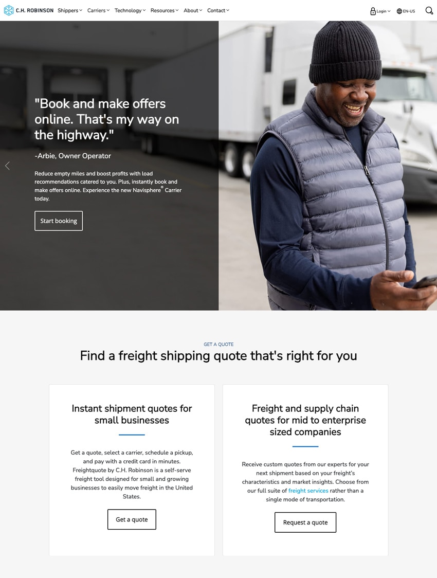 Best Logistics Website Design Examples CH Robinson