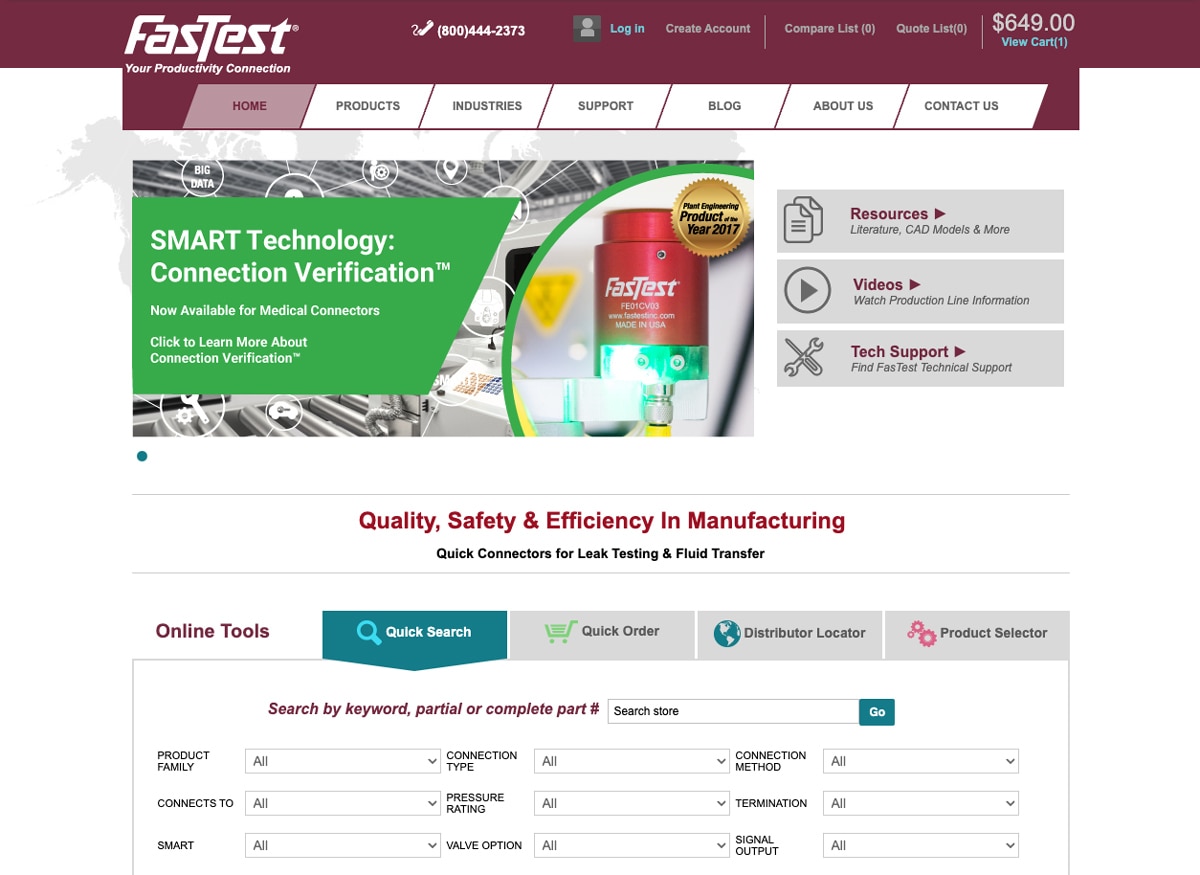 Industrial Automation Manufacturing Website FasTest Before