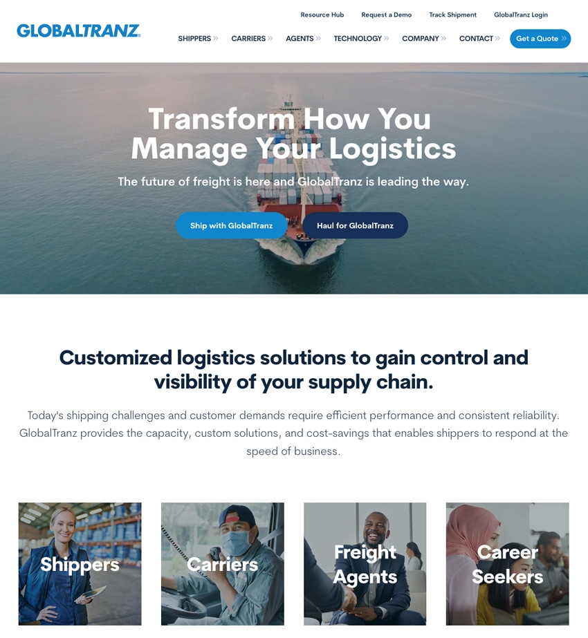 Best b2b Website Examples GlobalTranz