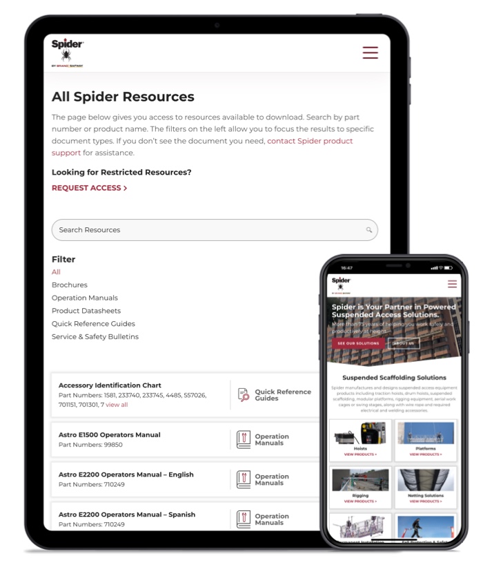 Industrial manufacturing web design spider safeworks