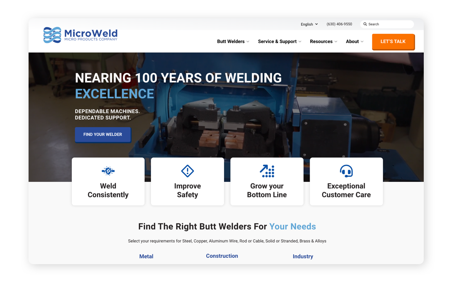 B2B Industrial Welding Web Design and Development Micro Weld After