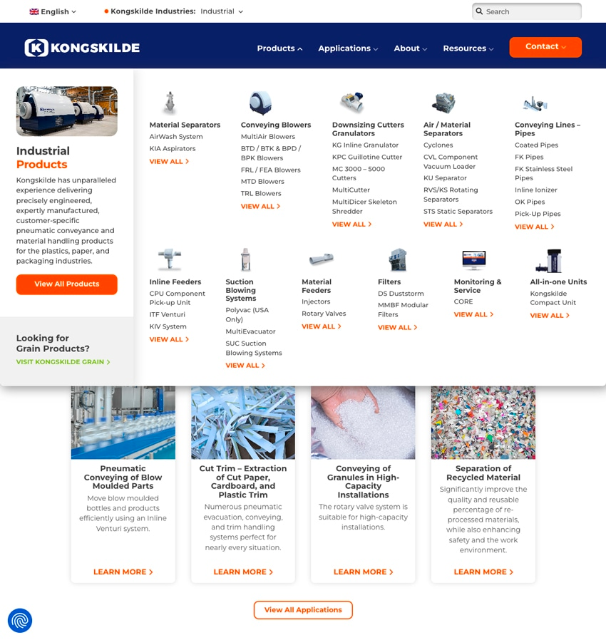 Best Industrial Website Design Example Image - Kongskilde