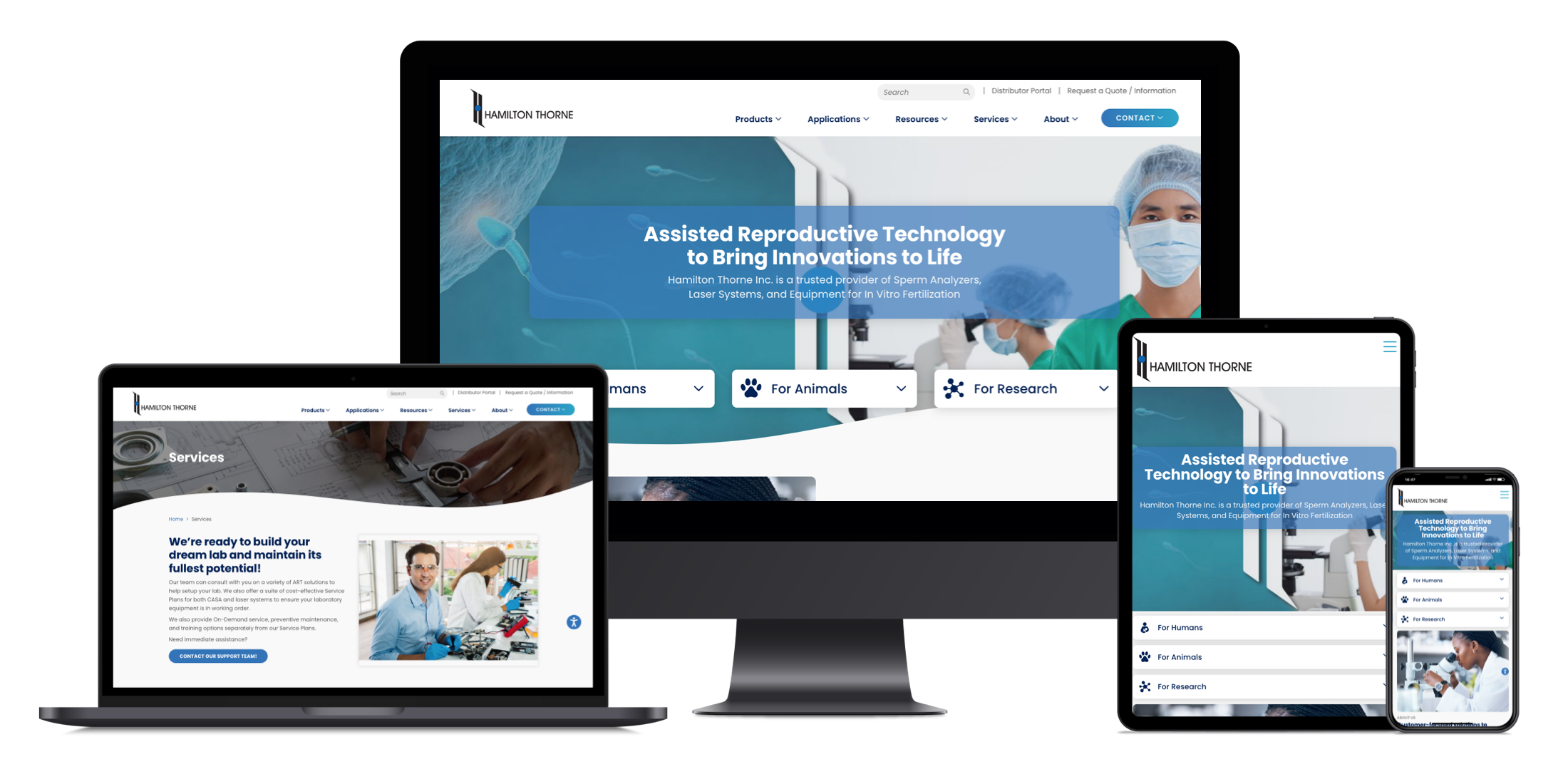 B2B Medical Devices Medical Manufacturing Web Design Hamilton Thorne Featured Banner