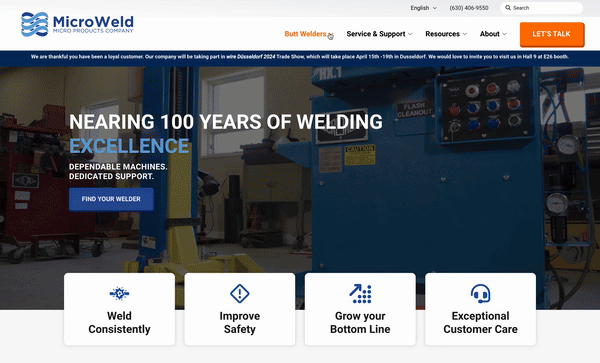 Best Industrial Website Design Example Image - Micro Weld
