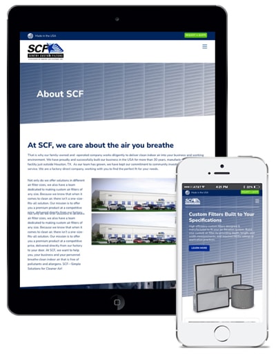 B2B Custom Filter Manufacturer Sentry Mobile Responsive