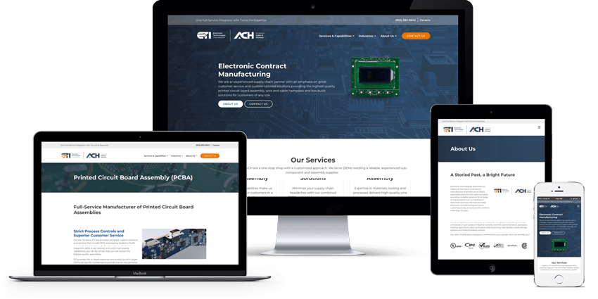 B2B Electronic Contract Manufacturer Web Design ETI Featured