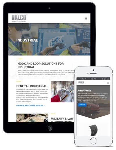 B2B Hook and Loop Solutions Provider HALCO Mobile Responsive