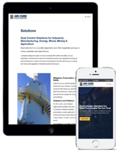 B2B Industrial Air Filtration Company Web Design Air Cure Mobile Responsive