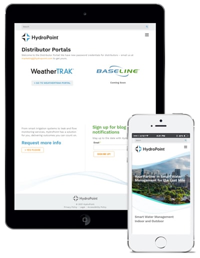 B2B Irrigation Water Management Web Design HydroPoint Mobile Responsive