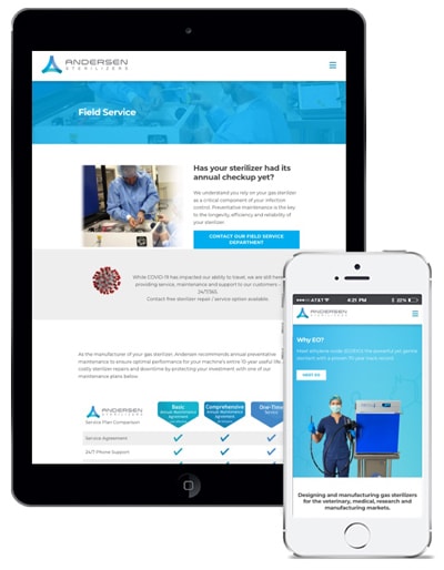 B2B Medical Device Company Andersen Sterilizers Mobile Responsive