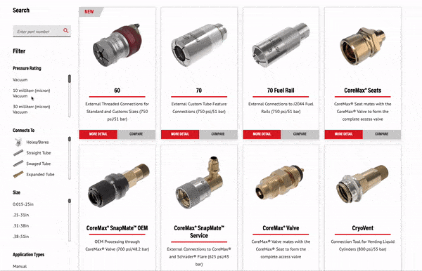 Manufacturing web design example: FasTest's product configurator