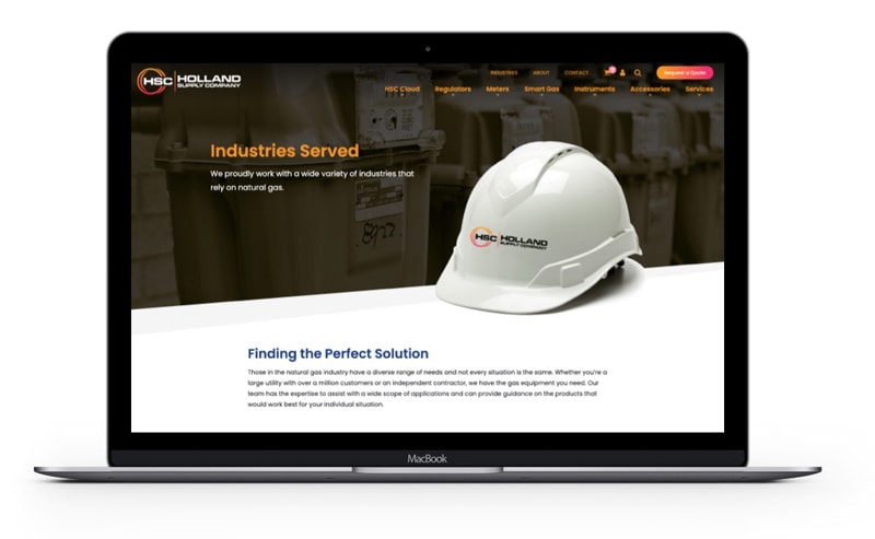 B2B Gas Product Distributor Web Design Holland Supply Company Laptop