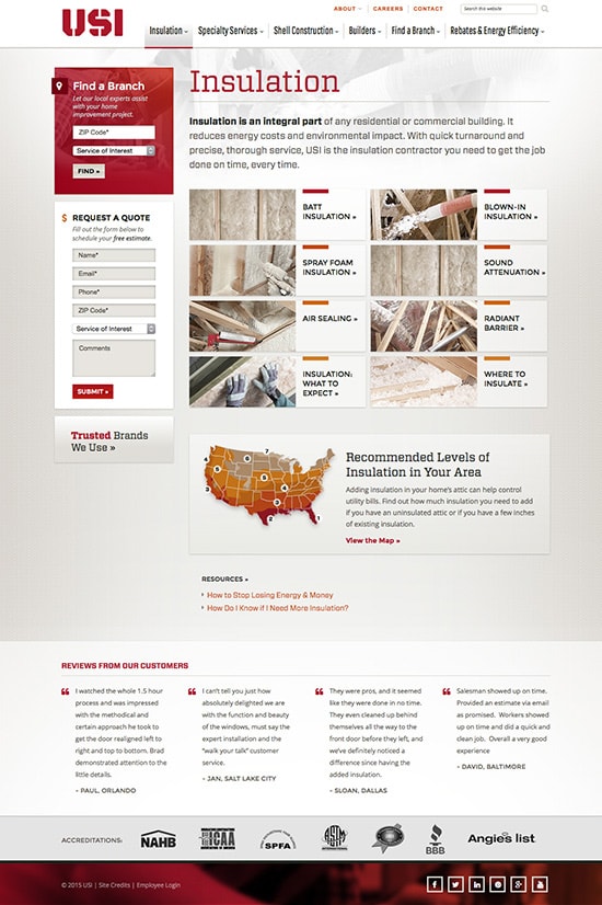B2b Industrial Manufacturing Branding and Web Design Case Study USI Homepage Image