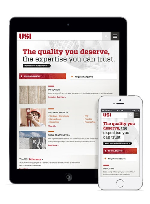 B2b Industrial Manufacturing Branding and Web Design Case Study USI Mobile Image