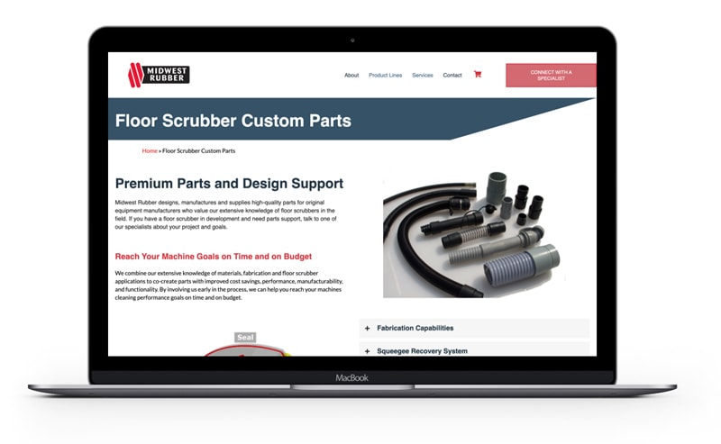 B2B Rubber Part Manufacturer Web Design Midwest Rubber
