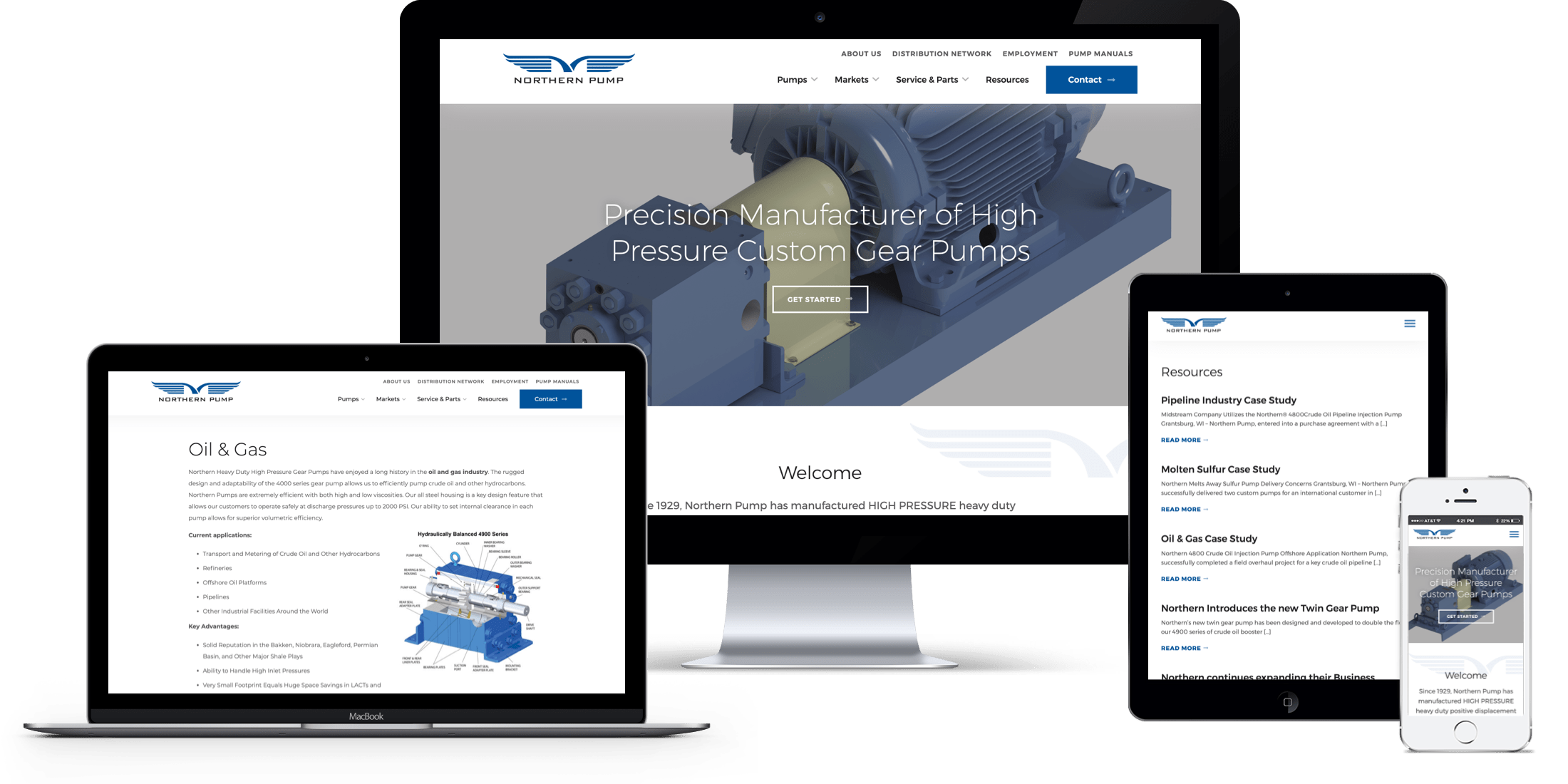 B2B Pump Manufacturer Web Design Case Study Northern Pump Layout