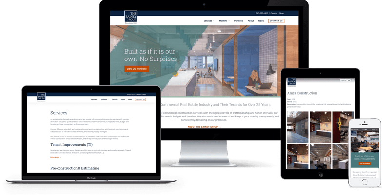 B2B Construction Company Web Design Case Study The Bainey Group Featured