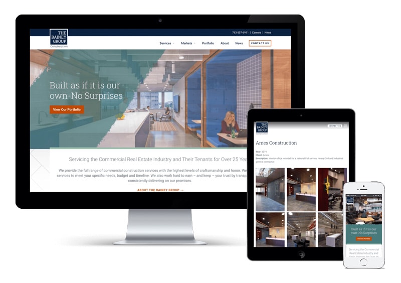 B2B Construction Company Web Design Case Study The Bainey Group Full Spread