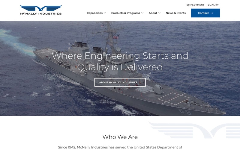 B2B Contractor Web Design Case Study McNally Industries Homepage