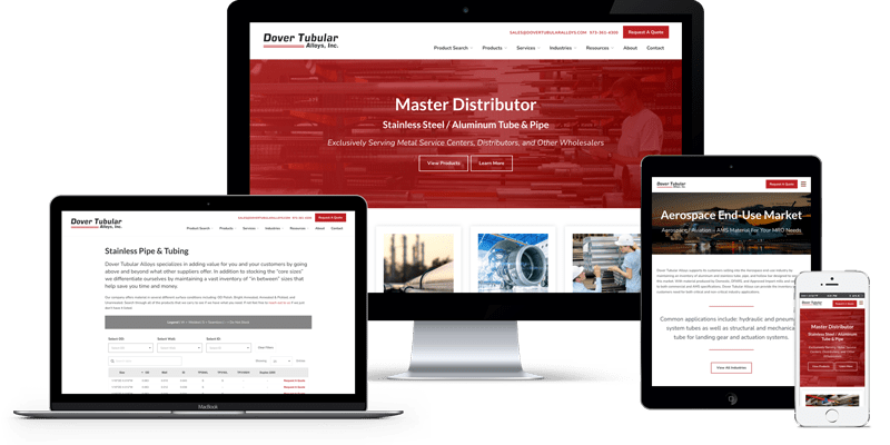 B2B Industrial Distributor Web Design Case Study Dover Tubular Alloys Featured