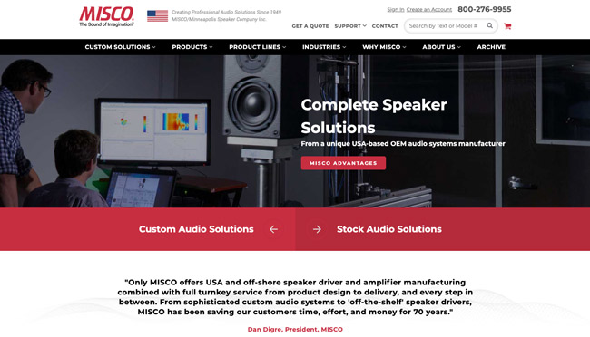 Misco Speakers' Website Homepage