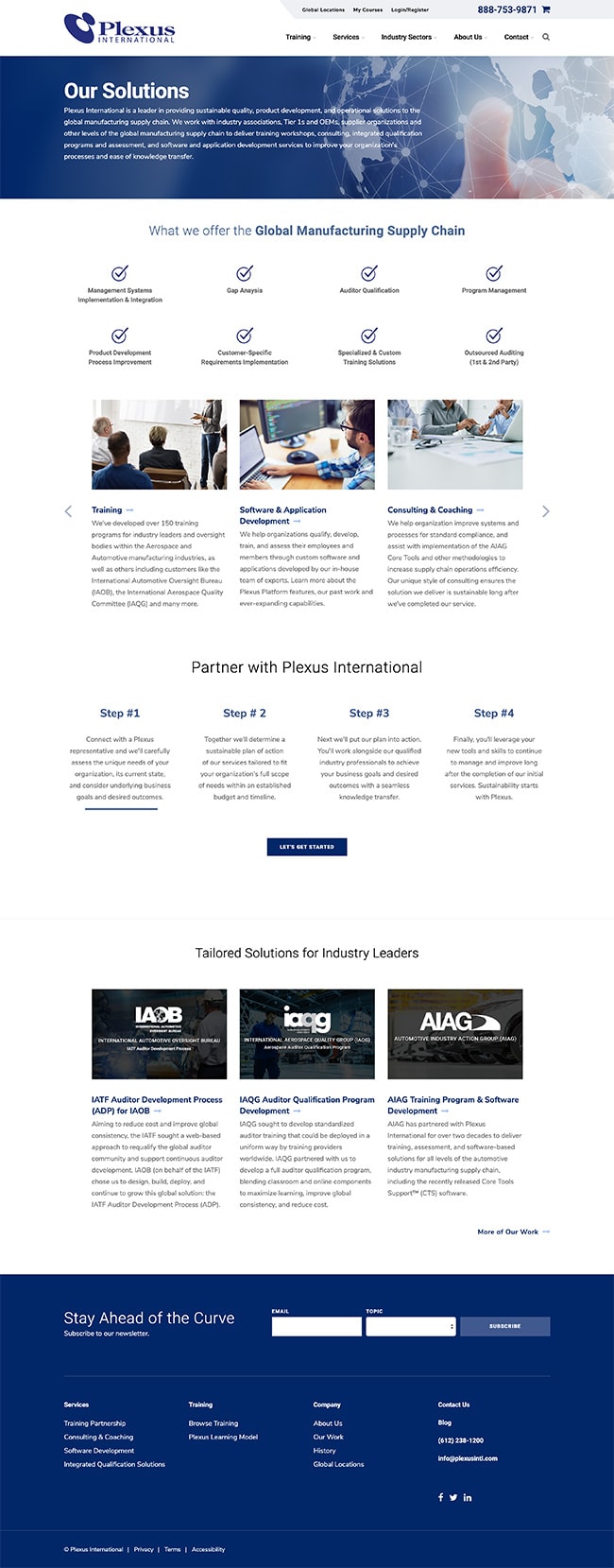 B2B Training Web Design Case Study Plexus International Interior Page