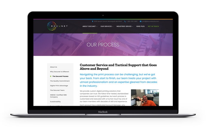 B2B Web Design Case Study Docunet Desktop