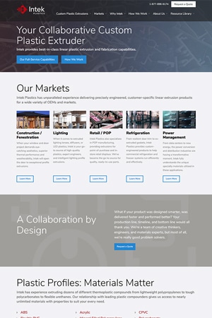 Manufacturing Web Design Intek Plastics Case Study Homepage