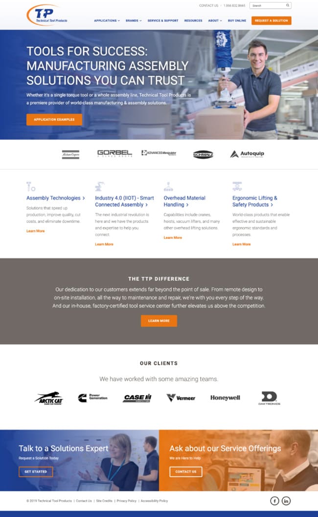 Industrial Manufacturing Web Design Technical Tool Case Study Interior Page 1