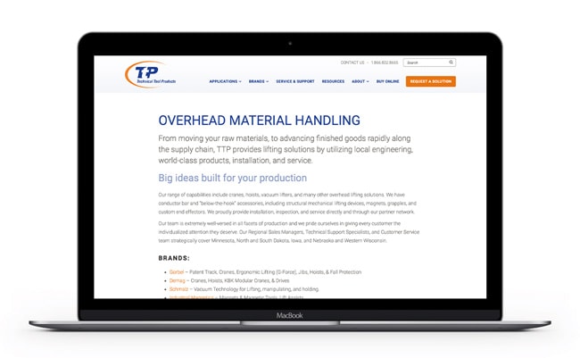 Industrial Manufacturing Web Design Technical Tool Case Study Desktop Image