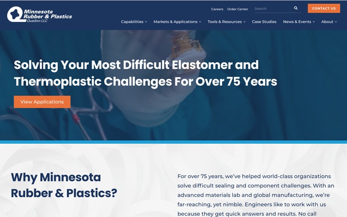 Medical Device Manufacturer Web Design Case Study MRP Homepage