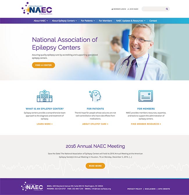 Medical Web Design Case Study NAEC Homepage