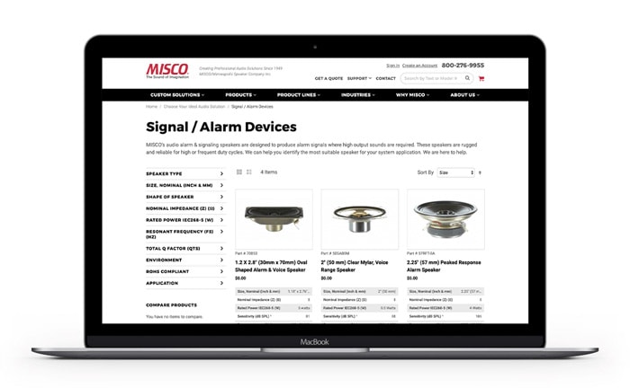 OEM Manufacturing Web Design Case Study Misco Speakers Desktop