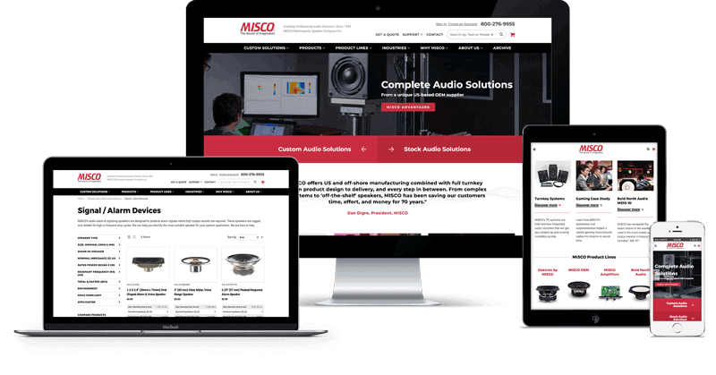 OEM Manufacturing Web Design Case Study Misco Speakers Feature