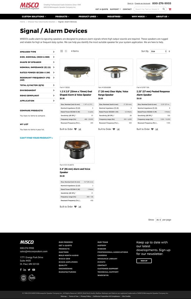 OEM Manufacturing Web Design Case Study Misco Speakers Interior 2