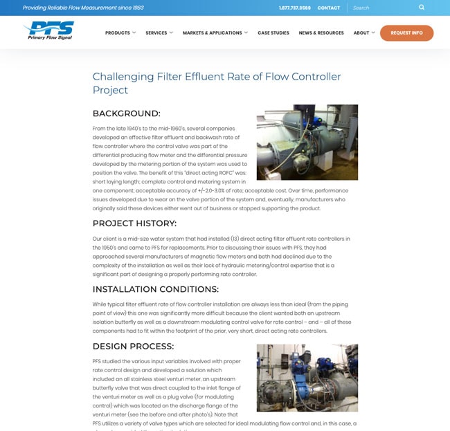 Primary Flow Signal industrial Website Case Study Example