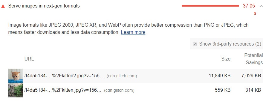 The recommended next-generation image format is WebP